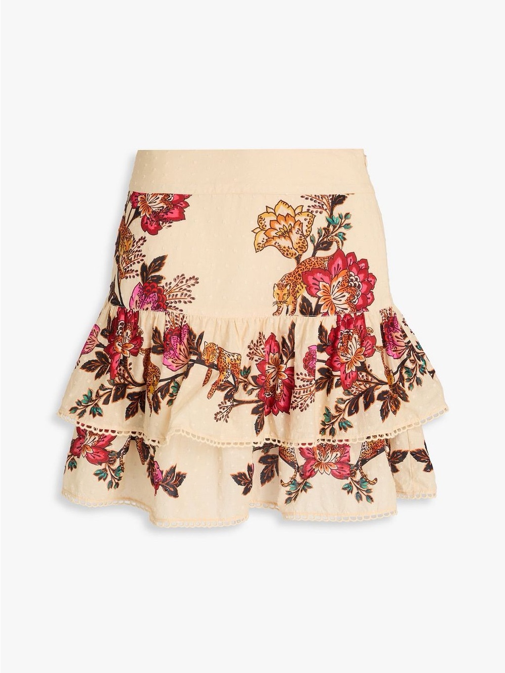 FARM Rio Cream Mini Skirt with Pink & Yellow Floral Print